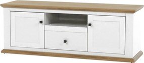 Comoda TV LEON MZ15, alb/stejar grand, DTD laminat, 150x45x55 cm
