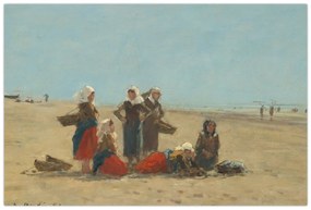 Tablou - Eugène Boudin, Women on the Beach at Berck, reproducere (90x60 cm)