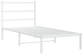 355406 vidaXL Cadru de pat metalic cu tăblie, alb, 90x190 cm