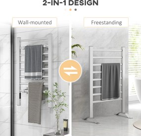 HOMCOM Uscător Electric de Prosoape pentru Perete sau Podea cu Timer și 8 Bare 53x35x90 cm Negru | Aosom Romania