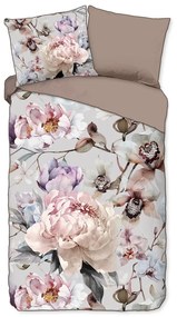 Lenjerie de pat gri-maro din bumbac satinat pentru pat de o persoană, extinsă 140x220 cm Colinda – Descanso