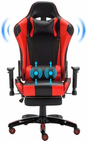 Scaun gaming, masaj în perna lombară, suport picioare, funcție șezlong, SIG 5002, Negru/Roșu