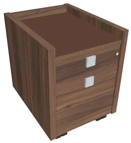 Comodă mobilă Verno 47 x 60 cm cu sticlă, 2 sertare, nuc / maro