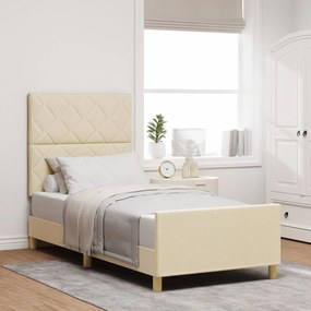 vidaXL Cadru de pat, crem, 90x190 cm, textil