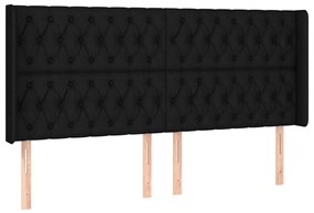 3119932 vidaXL Tăblie de pat cu aripioare, negru, 183x16x118/128 cm, textil