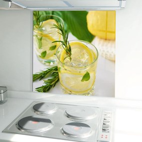 Panou Sticla Bucatarie, 100x100cm, Protectie aragaz, Antistropi, Termorezistent, Alimente, Bauturi, Lemon Rosemary Drink