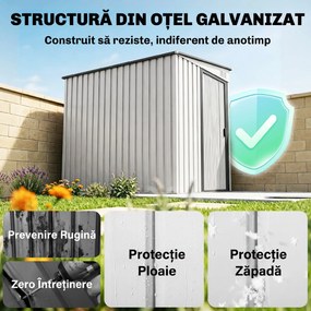 Outsunny magazie grădină căsuță de unelte pentru grădină 154x206.5x160/181 cm alb | Aosom Romania
