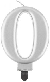 Numere Metallic Lumânare de număr argintiu 0, lumânare de tort