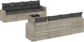 vidaXL Set canapele de grădină cu perne, 9 piese gri deschis poliratan