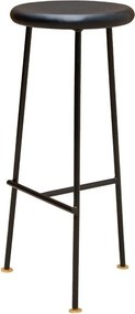 Scaun de bar înalt retro din lemn de mango și metal, albastru, cu șezut rotund și detalii aurii, 77 x Ø 32 cm, „Motta”