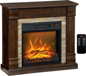 HOMCOM Semineu Electric de Podea cu Timer, Temperatura Reglabila, din Metal, ABS si PAL, 80x21.6x67.8 cm, Maro | Aosom Romania