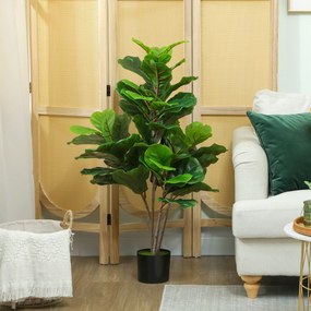 HOMCOM Fig Violin Artificial 110cm Planta artificiala, Plastica Plante artificiale in ghiveci, Decor moder Conta | Aosom Romania