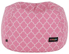 Fotoliu tip sac, roz/alb cu model, GOMBY