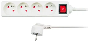 Cablu prelungitor 4Z - 1,5m, comutator, alb
