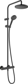 Coloana de dus cu baterie termostatata negru mat Hansgrohe Vernis Blend 200 cu 2 functii
