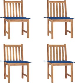 vidaXL Scaune de grădină cu perne, 4 buc., lemn masiv de tec