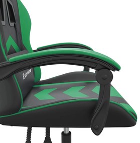 Scaun de gaming pivotant, negru si verde, piele ecologica