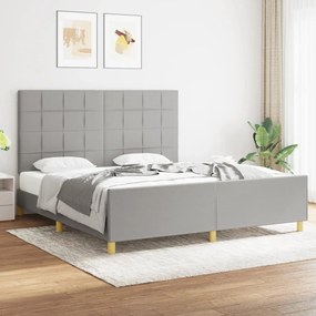 3125073 vidaXL Cadru de pat cu tăblie, gri deschis, 180x200 cm, textil