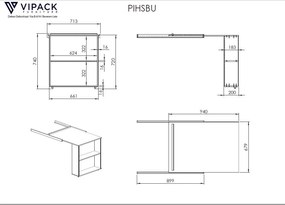 Set pat semi-supraetajat pentru copii SCOTT, alb, 90 x 200 cm, pin scandinav masiv, cu scară, birou glisant și comodă cu 3 sertare – Vipack