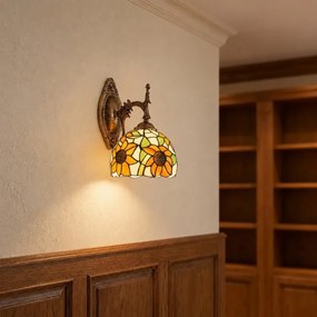 Brilagi - Aplică de perete Tiffany SUNFLOWER din vitralii 1xE14/40W/230V