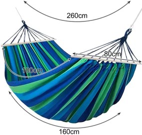 Hamac albastru-verde HAMARI pentru 2 persoane 260x160 cm