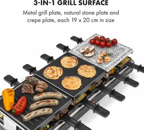 Klarstein Fonduelette XL, 3 în 1 raclette grill & fondue, piatră naturală, 1650 W, 6 persoane