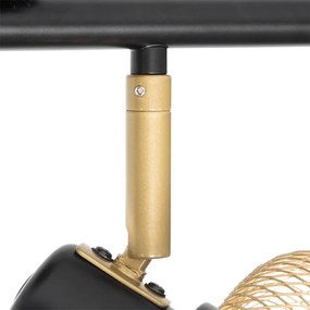 Spotlight industrial negru cu auriu 4 lumini - Bliss Mesh