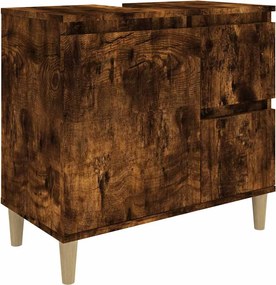 vidaXL Dulap de baie, stejar afumat, 65x33x60 cm, lemn prelucrat