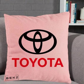 Perna Personalizata cu emblema Toyota, 40x40 cm, Roz, Husa Detasabila, Perna Inclusa, BEKZ®
