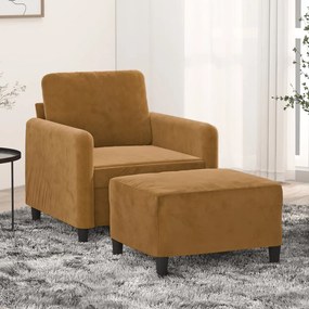 3153564 vidaXL Fotoliu canapea cu taburet, maro, 60 cm, catifea
