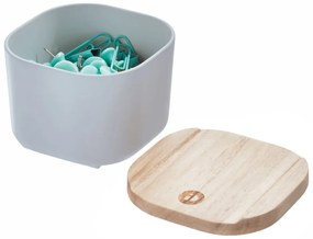 Cutie depozitare cu capac din lemn paulownia iDesign Eco, 9 x 9 cm, gri