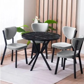 Set Masa Barton din MDF cu 4 Scaune  din metal,140 cm