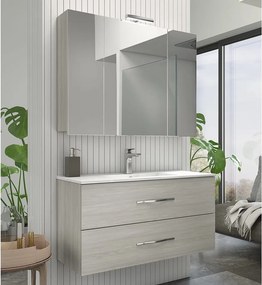 Set lemn masiv gri Mobilier Baie Suspendat Connor texturat 80 cm