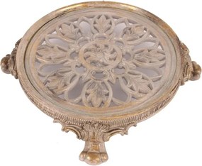 Tavă decorativă rotundă din polirășină și sticlă, maro, 8 x 35 cm, „Rivage”