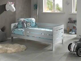 Pat Toddler pentru copii, 70 x 140 cm, gri, din pin masiv – Vipack