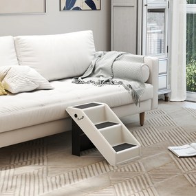 PawHut Scară pentru Câini și Pisici cu 3 Trepte Antiderapante, Design Pliabil cu Capacitate de 10 kg, Crem | Aosom Romania