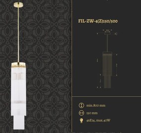 Lustra design LUX diametru 15cm din alama decorata cu sticla Filago