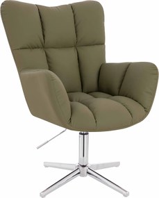 HR650CROSS Scaun Khaki Piele Ecologica Premium Soft cu Bază Cromata