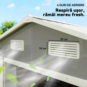Outsunny Magazie de Gradina, Suport pentru Unelte din Otel cu Usi Glisante si Orificii de Aerisire, 196x236x208 cm, Maro | Aosom Romania