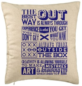 Perna Decorativa, Model Classic Quotes, 40x40 cm, Bej, Husa Detasabila, Burduf