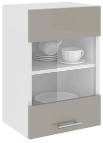 Corp Superior Karo, O Usa, cu sticla, Gri Lucios/Alb, MDF, 40 x 30 x 60 cm