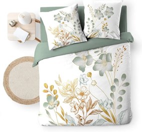 Lenjerie de pat albă-verde din bumbac pentru pat dublu, extinsă 240x220 cm Lolita – douceur d'intérieur