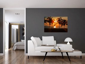 Tablou cu palmier în apus de soare (90x60 cm)