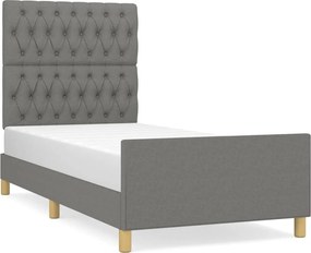 vidaXL Cadru de pat fără saltea, gri închis, 100x200 cm, textil