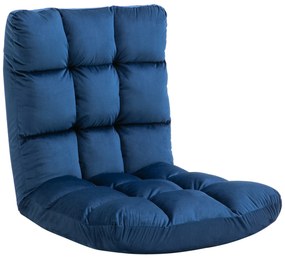 HOMCOM Fotoliu Convertibil Fotoliu Leneș Mare Confort Inclinație Spătar Multipozitii 90°-180° Flanelă de Poliester Tapițat Albastru Regal | Aosom Romania