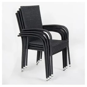 Set mobilier de grădină pentru 6 persoane cu scaune negre Paris și masă Viking, 90 x 205 cm