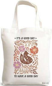 Sacosa de Panza pentru Cumparaturi, Geanta Tote Boho Style 5, 38x34.5 cm, Alba, BEKZ®