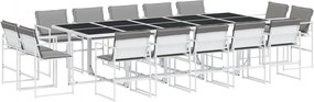 vidaXL Set mobilier de grădină, 15 piese, cu perne, alb, textilenă