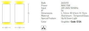 Aplica de perete pentru iluminat exterior, up/down, IP54 Lite grafit