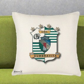 Perna Personalizata CSC Dumbravita Fotbal, 40x40 cm, Crem Reliefat, Husa Detasabila, Perna Inclusa, BEKZ®